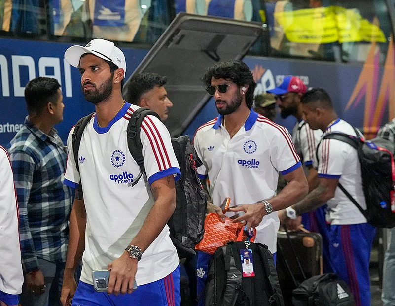 ICC Mens T20 WC: IND vs WI-teams arrival-Washington Sundar and Tilak Varma