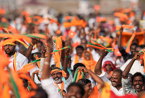 Madurai: AIADMK supporters during an NDA election campaign meeting for the Tamil Nadu Assembly polls, in Madurai. 