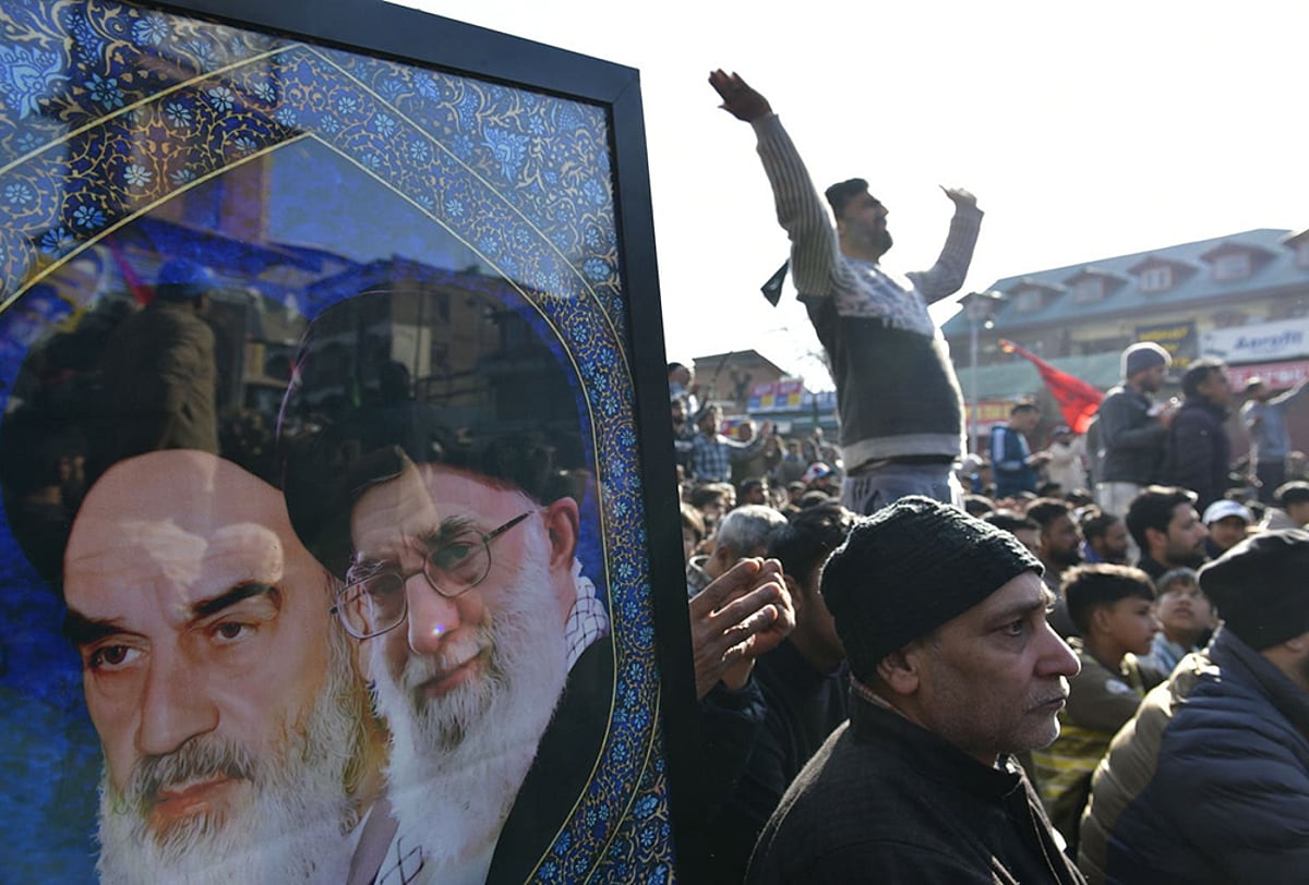 Protest against alleged killing of Ali Khamenei in Srinagar