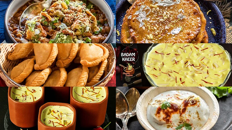 Assorted traditional Indian street food and sweets