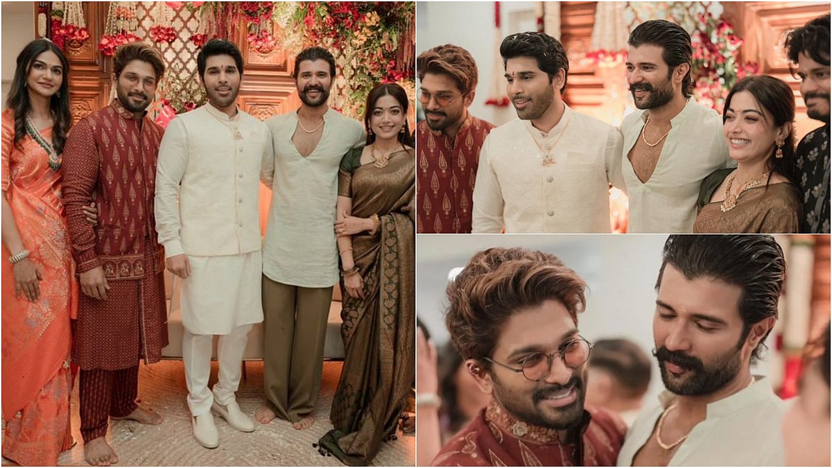X/Saurabh Pal : Rashmika-Vijay attend Allu Sirish's pre-wedding ceremony