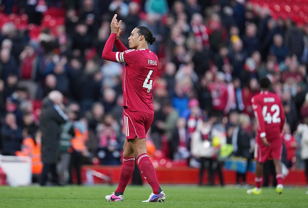 | Photo: AP/Jon Super : Liverpool's Virgil van Dijk walks off the pitch after the Premier League soccer match between Liverpool and West Ham United in Liverpool, England.