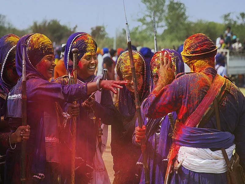 Sikh warriors celebrate Hola Mohalla with colors
