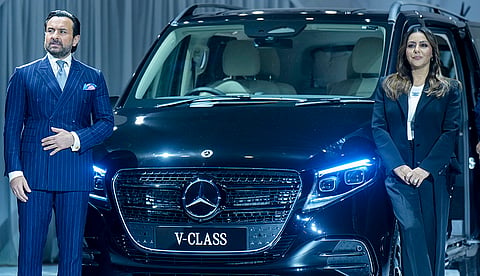 Bollywood actor Saif Ali Khan, left, and producer Gauri Khan during the launch of Mercedes-Benz V-Class, in Mumbai.