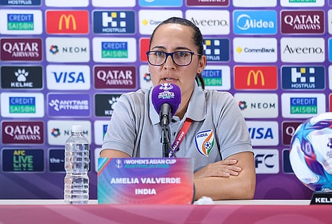 India head coach Amelia Valverde in the pre-match press conference of the AFC Women's Asian Cup match against Vietnam in Perth on March 3, 2026.