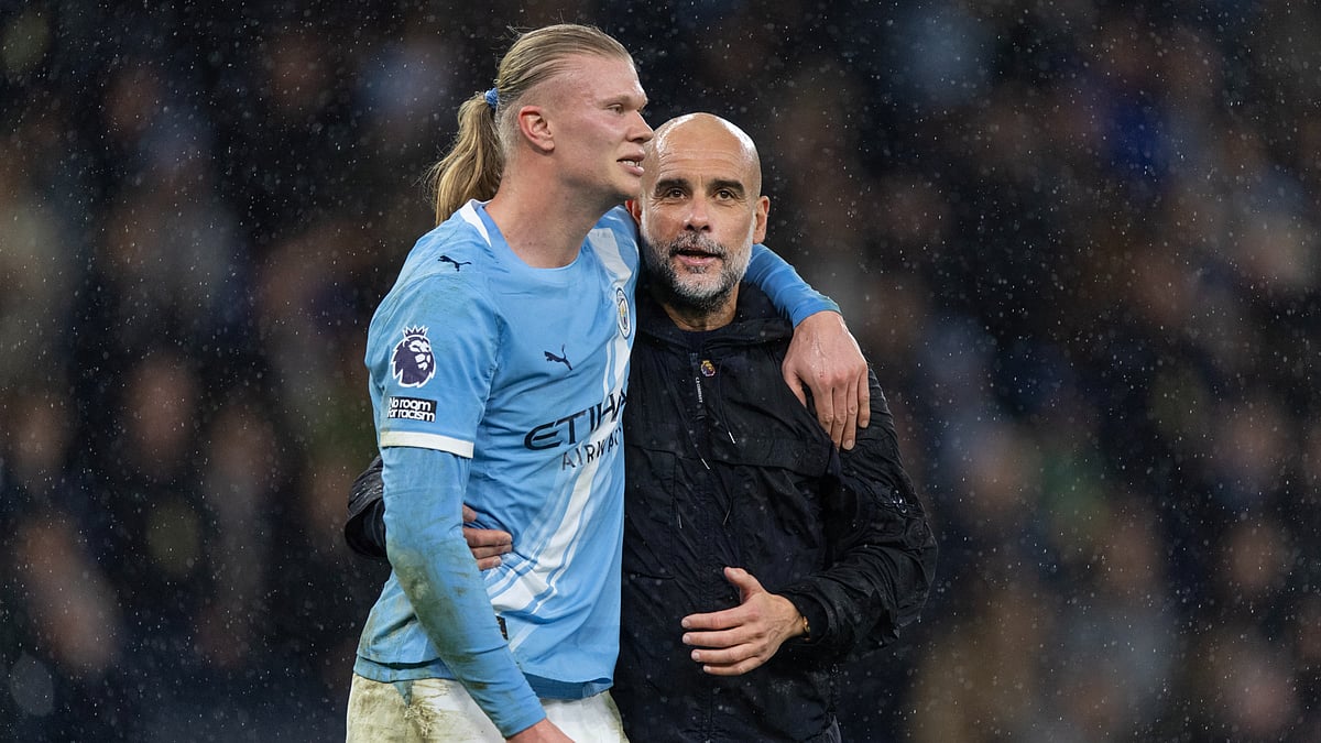 Erling Haaland and Pep Guardiola