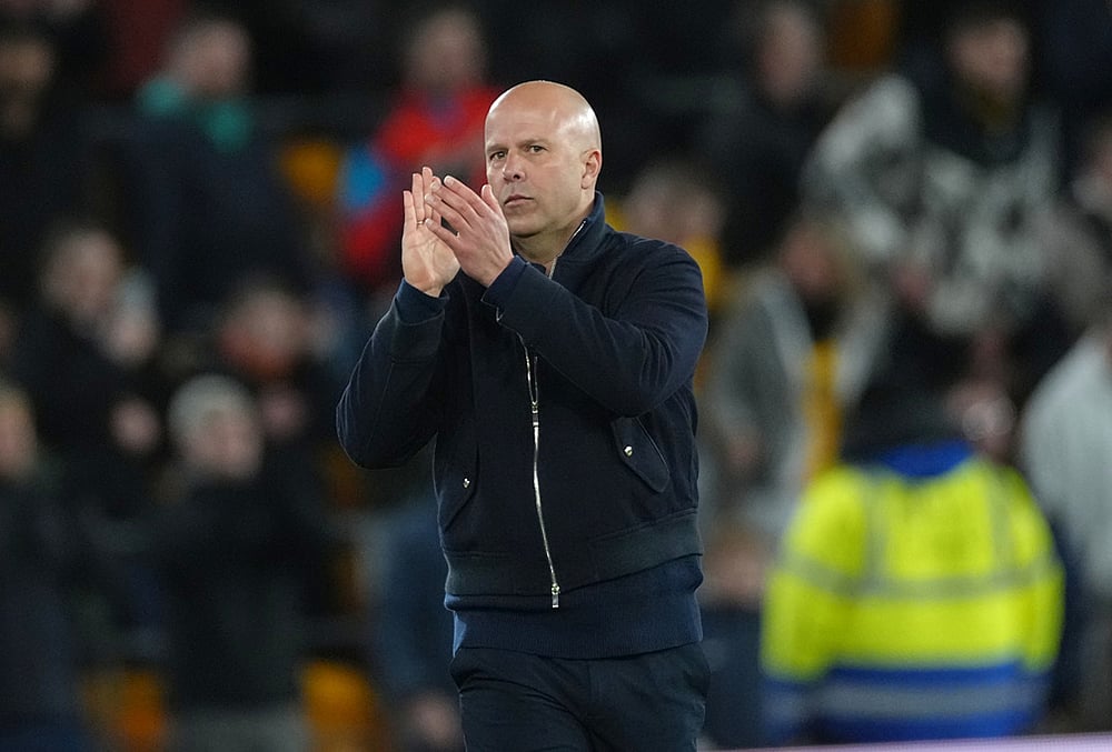 | Photo: AP/Dave Shopland : Liverpool's manager Arne Slot reacts after the English Premier League soccer match between Wolverhampton Wanderers and Liverpool in Wolverhampton, England.