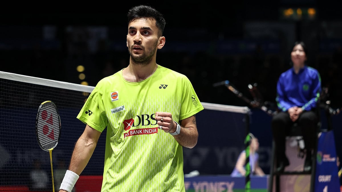Paris Olympian and Commonwealth Games champion Lakshya Sen set the tone with a 21-14, 21-16 win. - Badminton Photo
