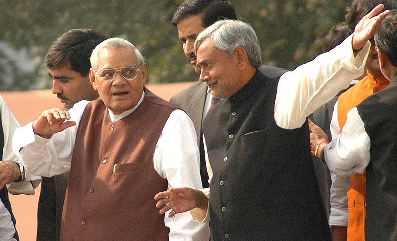Atal Bihari Vajaypee with Bihar Chief Minister Nitish Kumar