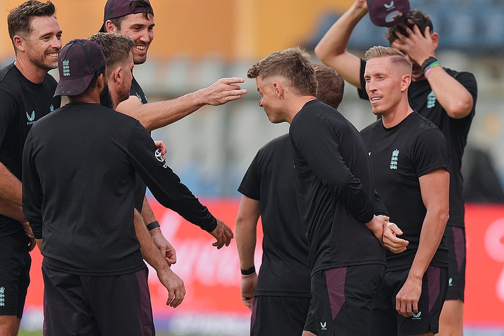 | Photo: PTI/Kunal Patil : England's players during a training session ahead of the ICC Men's T20 World Cup 2026 second semifinal cricket match between India and England at Wankhede Stadium, in Mumbai.