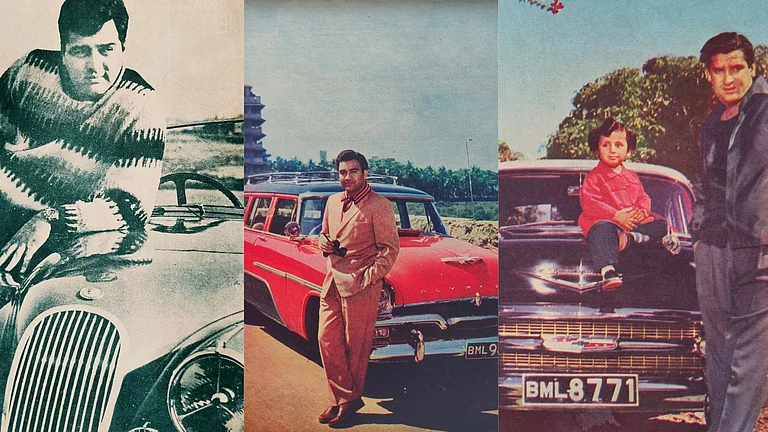 Feroze Khan With His Jaguar, Premnath Beside His Plymouth, And Shammi Kapoor In A Chevrolet - Karl's Archive