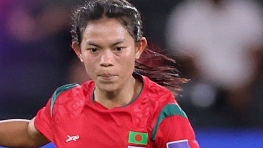 afcasiancup/X : Bangladesh footballers in action against North Korea in AFC Women's Asian Cup 2026. 