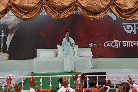A peaceful protest by Bengal chief minister Mamata Banerjee against the BJP-led central government’s unplanned SIR and the alleged attempt to take away the voting rights of legitimate citizens,in Kolkata.