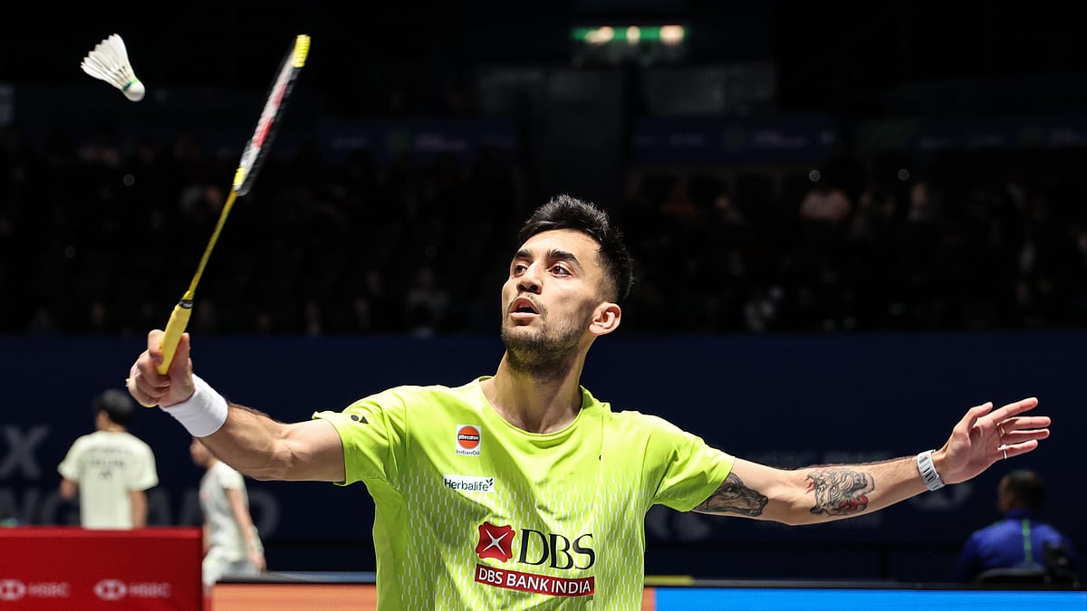 Badminton Photo : Indian shuttler Lakshya Sen in action at All England Open 2026.