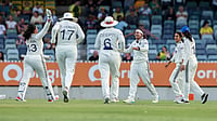 | Photo: X/BCCIWomen : India's Sayali Satghare celebrates a wicket during the one-off Test against Australia on March 7, 2026.