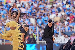 | Photo: PTI/Kunal Patil : Puerto Rican singer Ricky Martin performs before the start of the ICC Men's T20 World Cup 2026 final cricket match between India and New Zealand at Narendra Modi Stadium, in Ahmedabad, Gujarat.