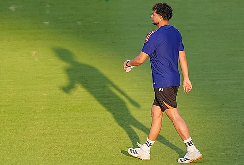 India's Kuldeep Yadav during a training session on the eve of the ICC Men's T20 World Cup 2026 final cricket match between India and New Zealand, at the Narendra Modi Stadium in Ahmedabad, Gujarat.