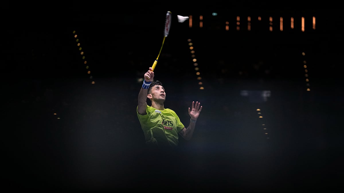 AP : India's Lakshya Sen plays against Canada's Victor Lai during the men's singles semifinal match at the All England Open Badminton.