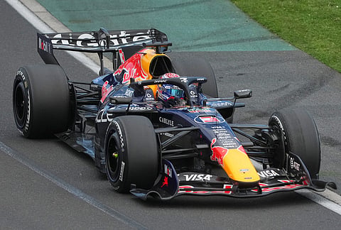 Red Bull driver Max Verstappen of the Netherlands steers his car during the Australian Formula One Grand Prix at Albert Park, in Melbourne, Australia.