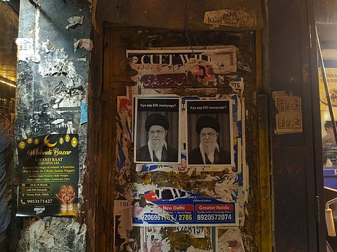 Poster of Khamenei pasted in the streets of Jamia nagar.