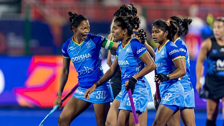 The Indian women's hockey team in action at the FIH World Cup 2026 Qualifiers in Hyderabad. - Photo: Hockey India