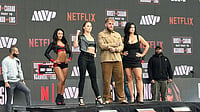 Rousey Vs Carano LIVE Blog And Streaming: Netflix Event To Get Underway Soon Between Two Heavyweights AP : Ronda Rousey, center left, and Gina Carano, right, pose with promoter Jake Paul, center right, during a news conference in Inglewood, Calif., Tuesday, March 10, 2026.