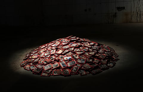 The Great Indian Bazaar, 1997 by Vivan Sundaram staged at the Delhi exhibition titled as 'Party is elsewhere'