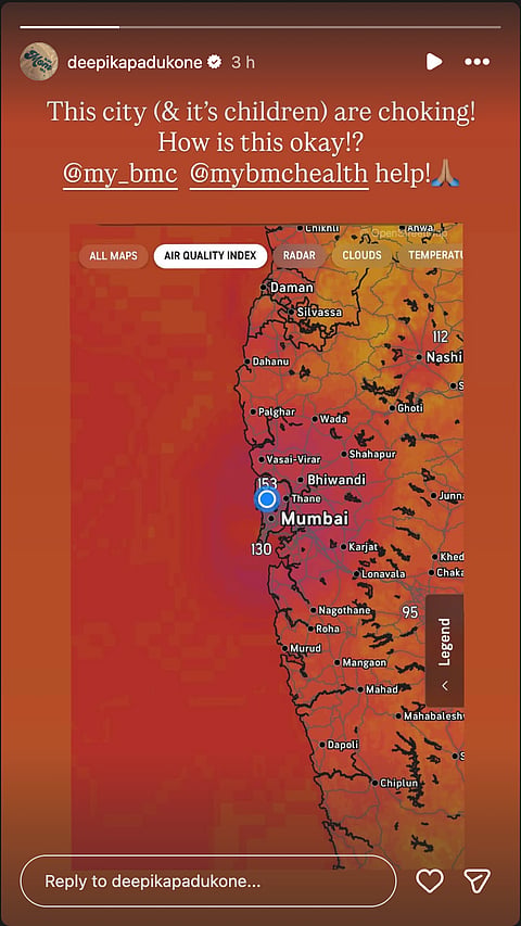 Deepika Padukone on Mumbai's poor AQI.