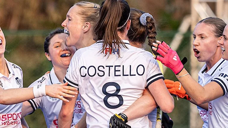 Scotland celebrating their win over Uruguay in the FIH Women's Hockey World Cup Qualifiers 2026 Pool B clash. - FIH_Hockey/X