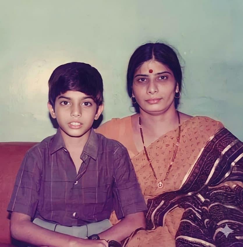 Tushar Deshmukh with his mother who was killed in the Mumbai Serial Blasts of March 12, 1993 - Tushar Deshmukh