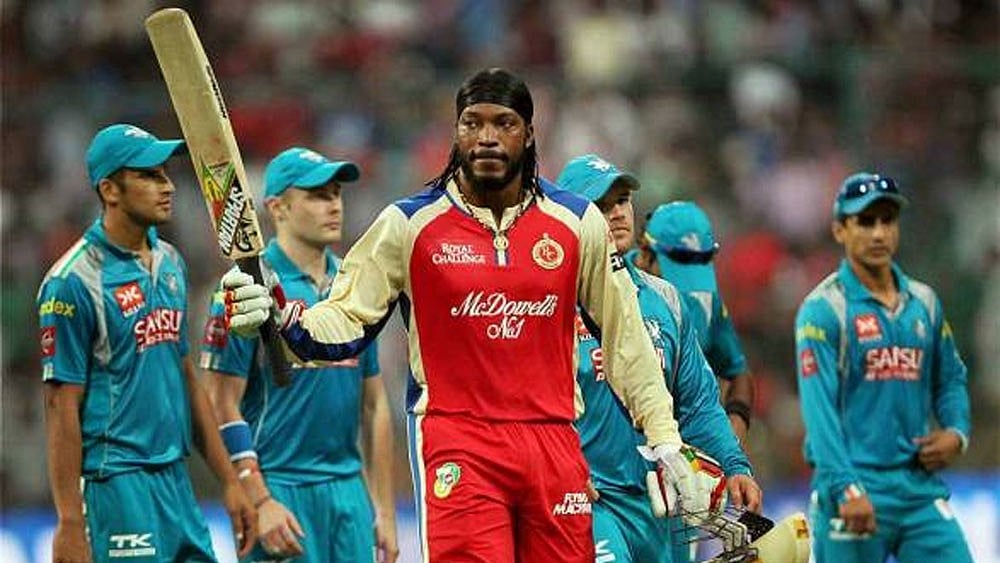 IPL : Chris Gayle celebrating his 175* against Pune Warriors India in IPL 2013. 