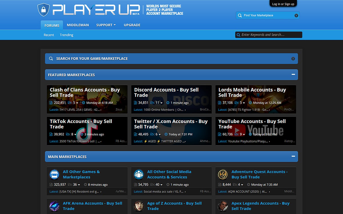 PlayerUp website