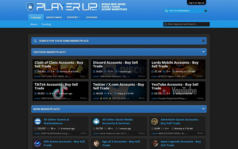 PlayerUp website