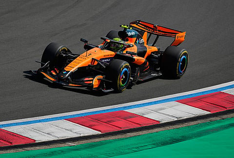 McLaren driver Lando Norris of Britain steers his car during the Sprint Race of the Chinese Formula One Grand Prix at the Shanghai International Circuit, in Shanghai, China.
