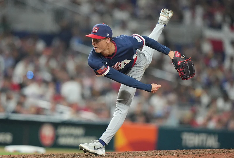 USA vs Dominican Republic World Baseball Classic 2026 semifinal game-pitcher Griffin Jax