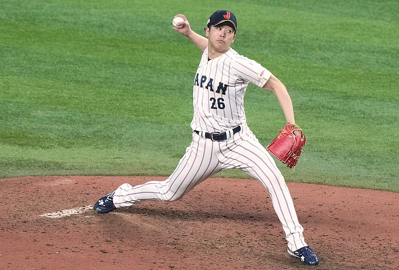 Venezuela Vs Japan World Baseball Classic 2026 quarterfinal match-Japans pitcher Atsuki Taneichi