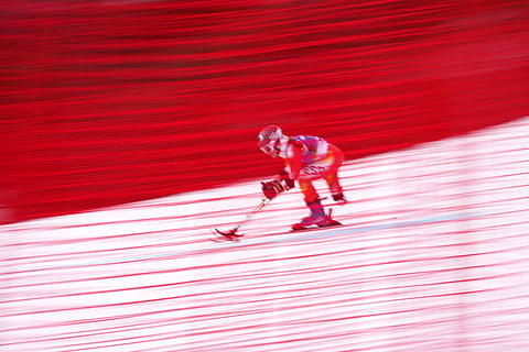 Maria Martin-Granizo, of Spain, competes in her first run of the alpine skiing women's giant slalom standing at the 2026 Winter Paralympics, in Cortina d'Ampezzo, Italy.