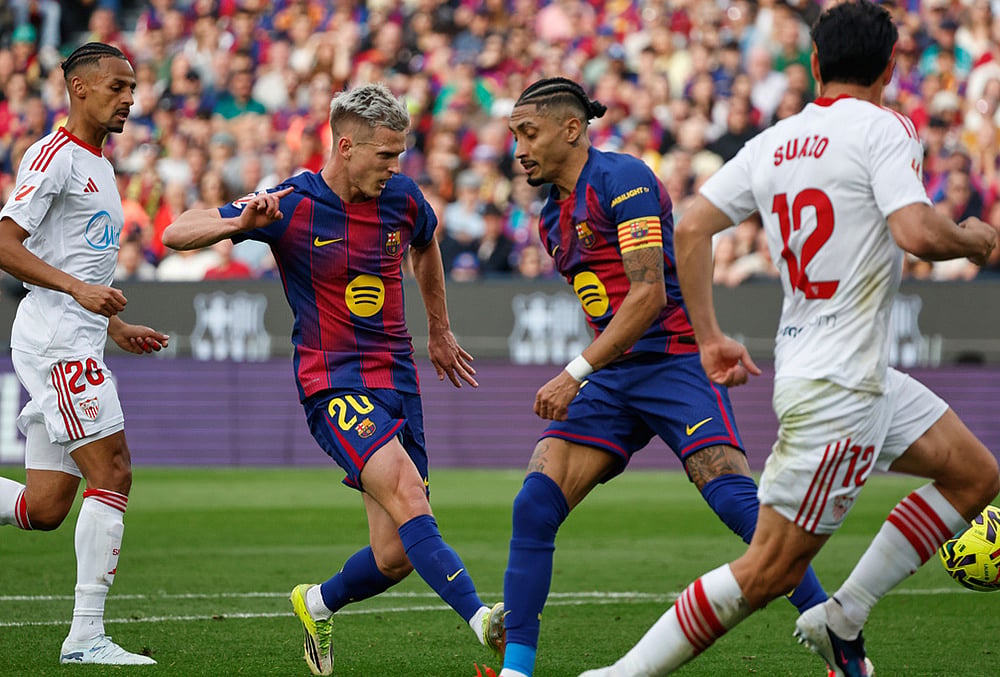 Barcelona vs Sevilla La Liga soccer match-Dani Olmo