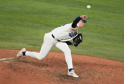 Italy pitcher Kyle Nicolas aims a pitch during the eighth inning of a World Baseball Classic semifinal game against Venezuela in Miami. 