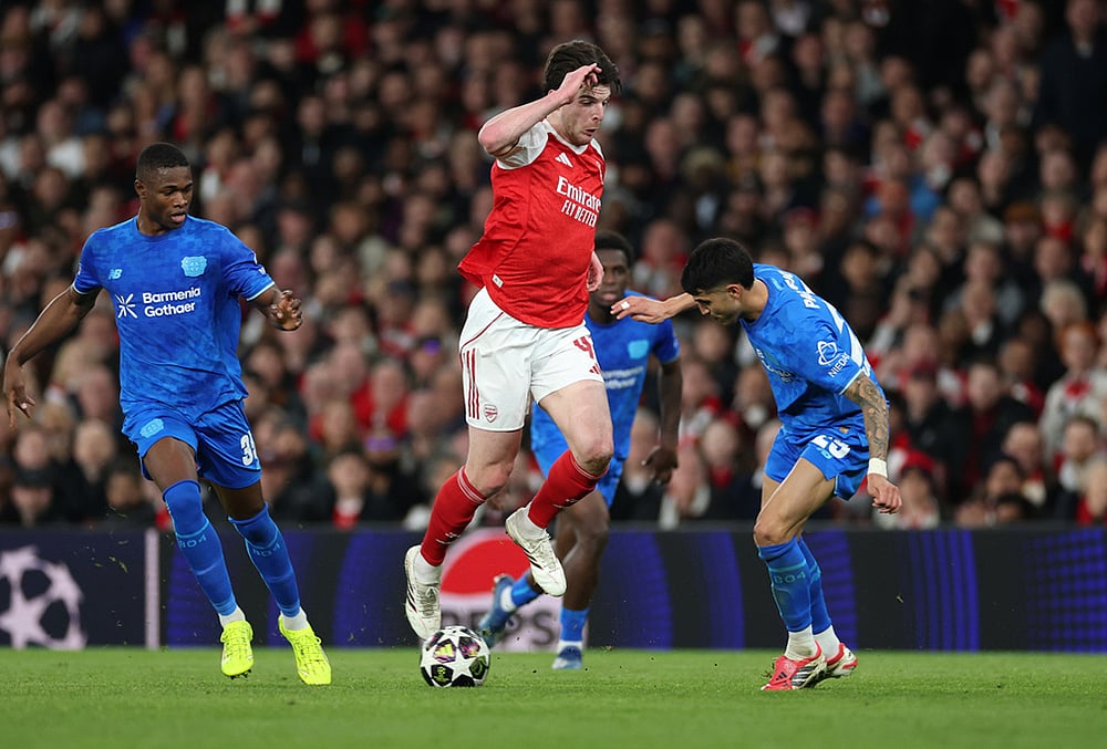 Arsenal vs Bayer Leverkusen Champions League soccer-Declan Rice