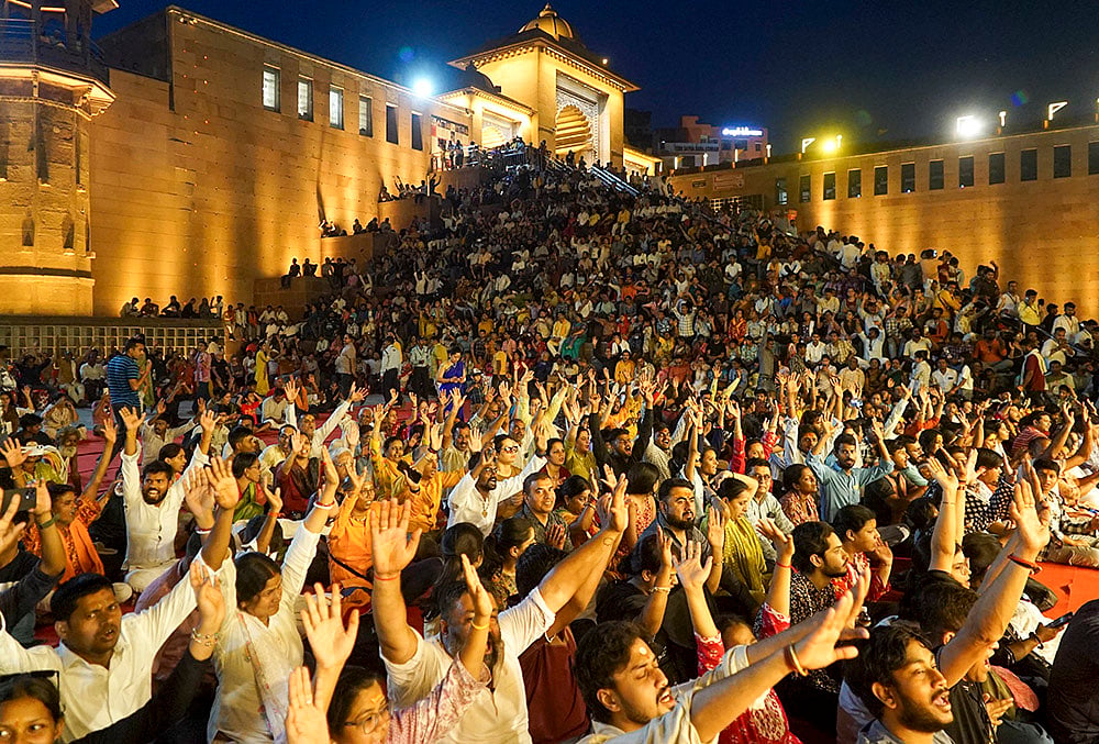 Ganga Aarti on first day of Hindu New Year and Chaitra Navratri in Varanasi