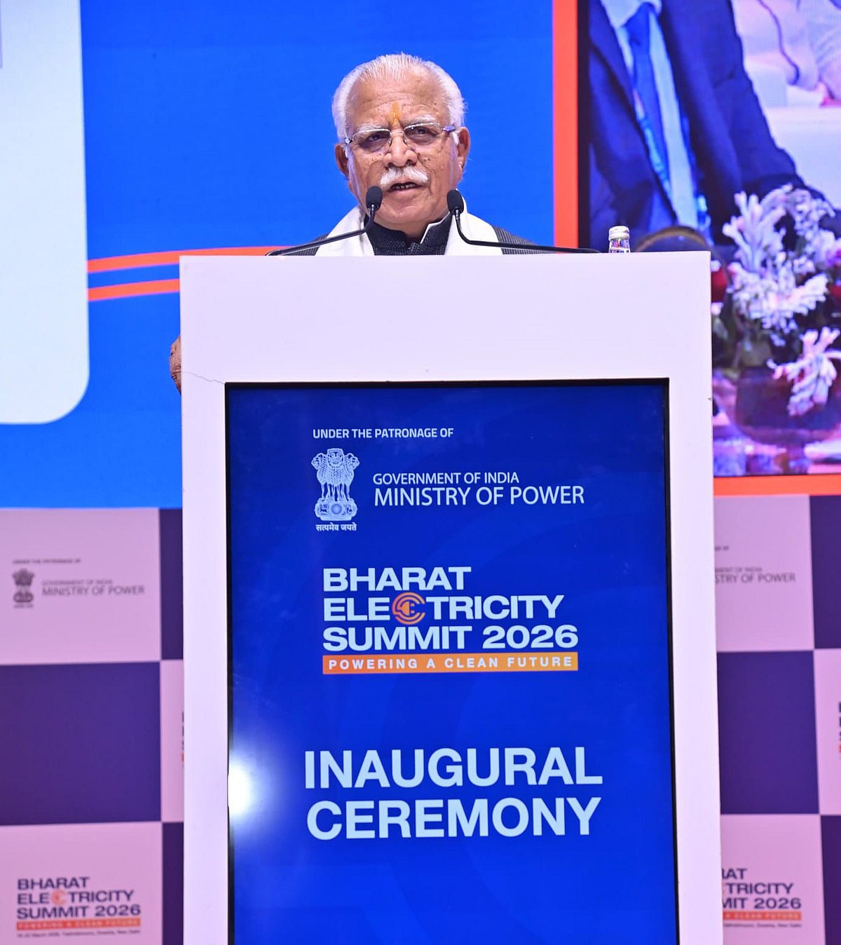 Union Power Minister Manohar Lal Khattar addressing the guests at the Bharat Electricity Summit 2026