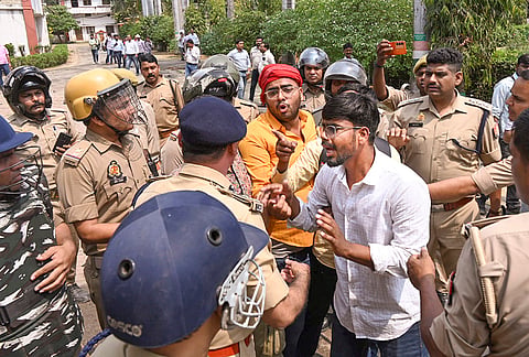 Police officials at Uday Pratap Singh College, after a minor dispute broke out between two students, during the altercation, one student opened fire, resulting in the death of another student, according to officials, in Varanasi.