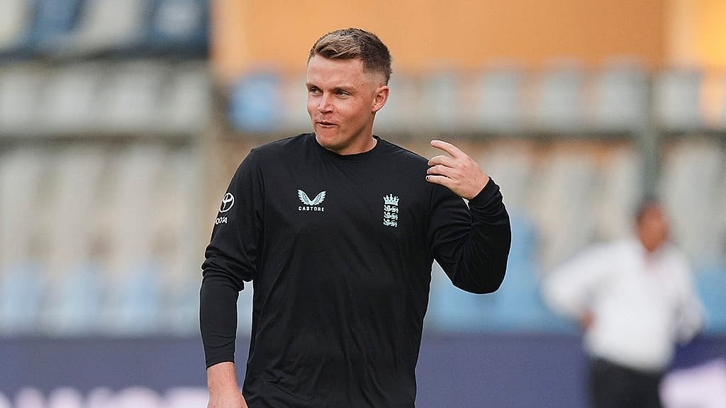 England's Sam Curran during a training session ahead of the ICC Men's T20 World Cup 2026 second semifinal cricket match between India and England at Wankhede Stadium, in Mumbai. - | Photo: PTI/Kunal Patil