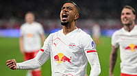 Como Vs RB Leipzig LIVE Streaming, UEFA Champions League 2026-27: Preview, When And Where To Watch | Photo: AP/Julius Frick : 20 March 2026, Saxony, Leipzig: Soccer, Men: Bundesliga, RB Leipzig - TSG 1899 Hoffenheim, Matchday 27, Red Bull Arena. RB Leipzig's Benjamin Henrichs celebrates scoring against TSG 1899 Hoffenheim during a Bundesliga soccer match, Friday, March 20, 2026, in Leipzig, Germany.