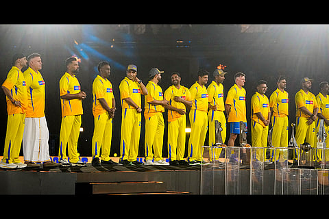 Former cricketers Michael Hussey, Harbhajan Singh, Anirudha Srikkanth, Matthew Hayden and others during the Chennai Super Kings’ ROAR 2026, pre-season fan event, at M. A. Chidambaram Stadium in Chennai.