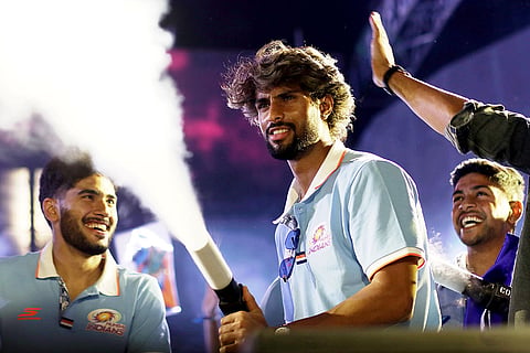 Mumbai Indians' Tilak Varma during 'The MIX', a team event at Jio World Gardens ahead of IPL 2026, in Mumbai.