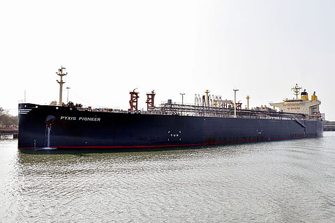 Pyxis Pioneer, a vessel which left Port of Nederland in Texas, brought 16,714 metric tonnes of Liquefied Petroleum Gas (LPG), at New Mangalore Port in Mangaluru, Karnataka.