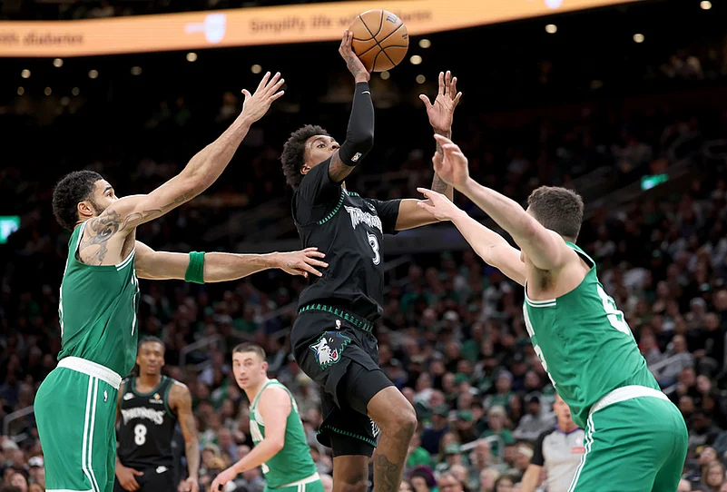 Boston Celtics Vs Minnesota Timberwolves NBA basketball-Jaden McDaniels
