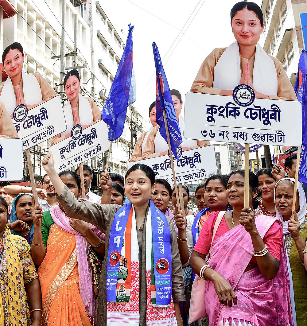 Assam polls: Kunki Chowdhury campaigns